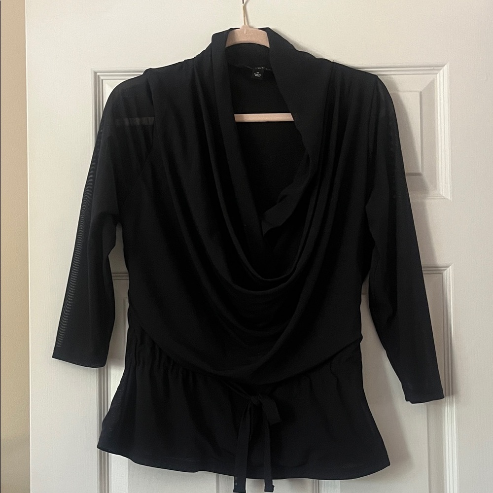 Black Cowl Neck Top